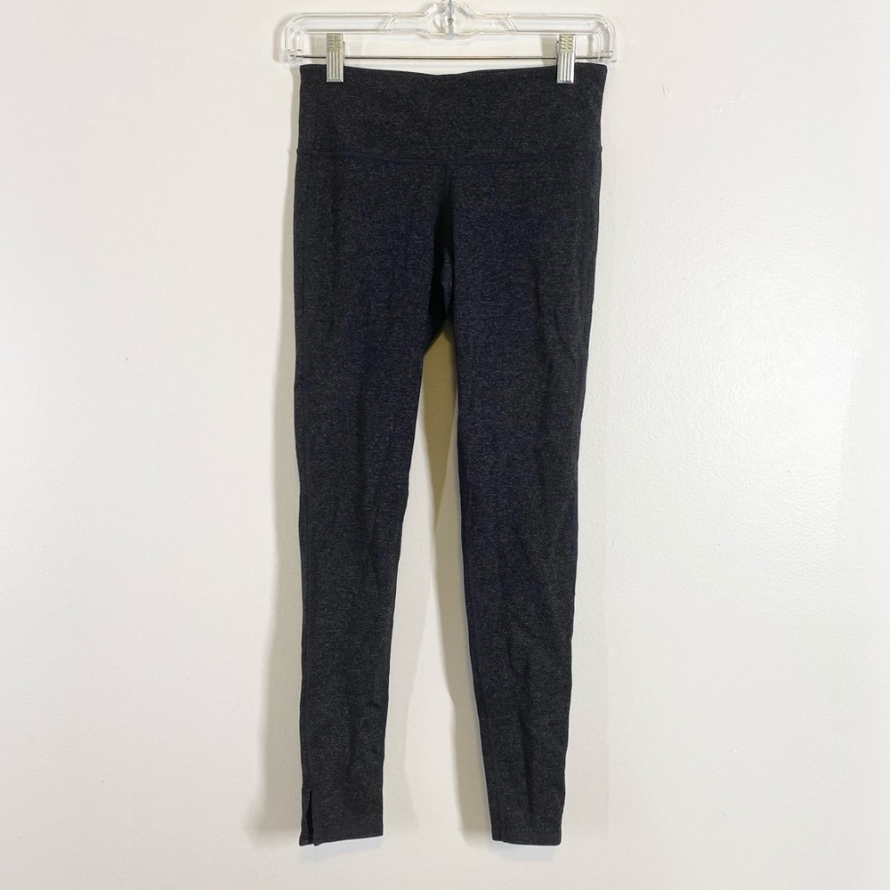 ATHLETA Heather Gray Ankle Slit Leggings Workout
